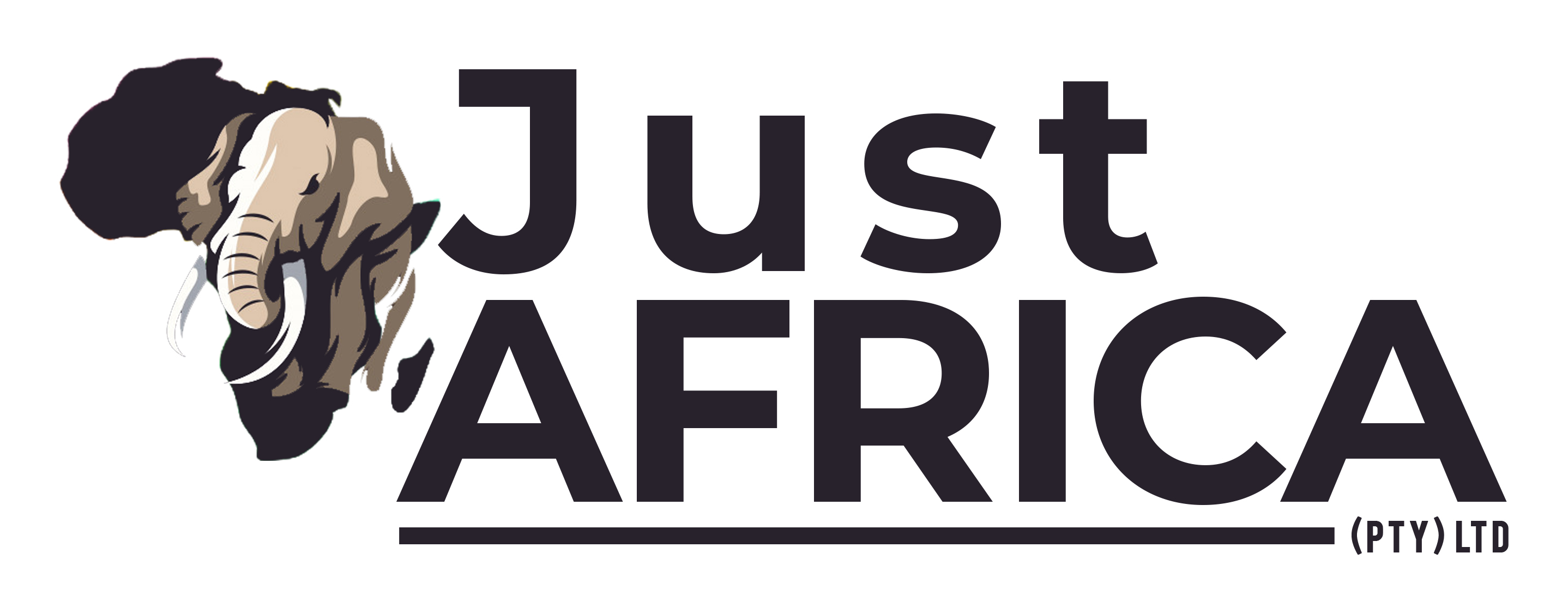 Just Africa logo featuring elephant silhouette and company name