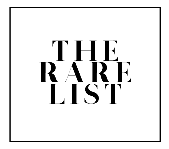The Rare List logo featuring elegant serif typography